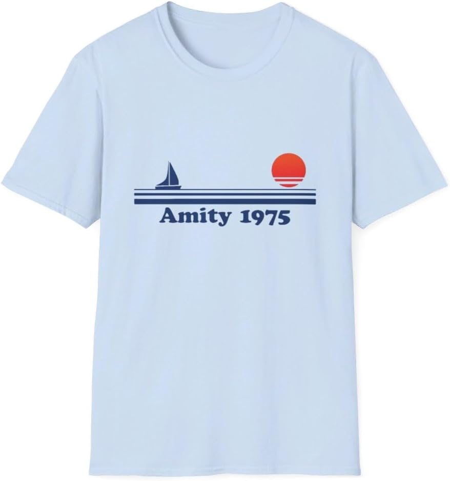 Amity 1975 T-Shirt, Vintage Tee - Light Blue