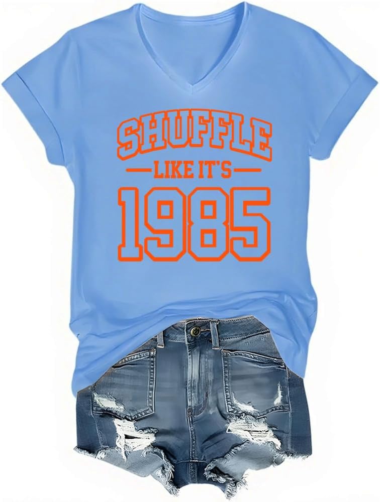Shuffle Like Its 1985 Shirt, Shuffle Like Its 1985 T-Shirt - V-Neck Carolina Blue-vn