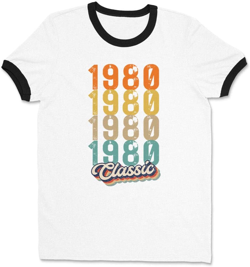 Classic 1980 Ringer Tee Shirt Unisex - White\/Black