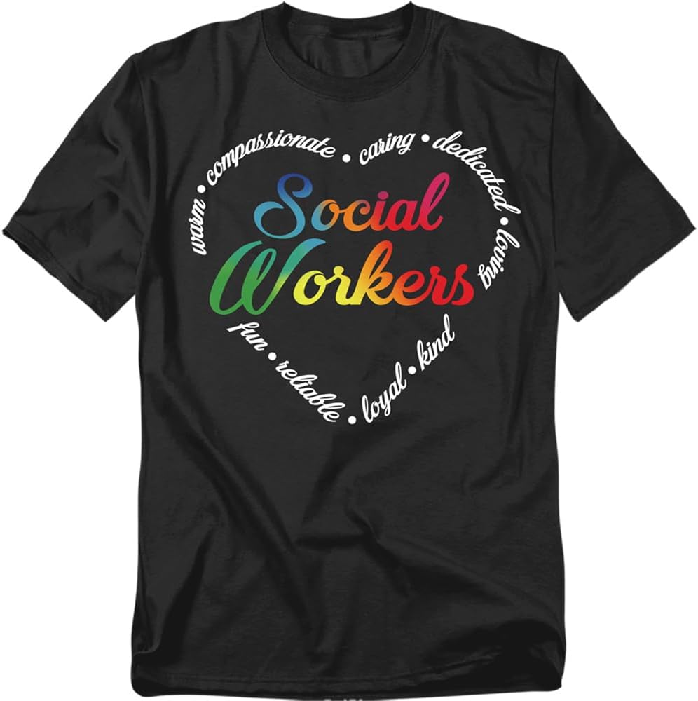 Popfunk Social Worker Heart T-Shirt – Inspiring Career Pride Tee, Unisex - Black