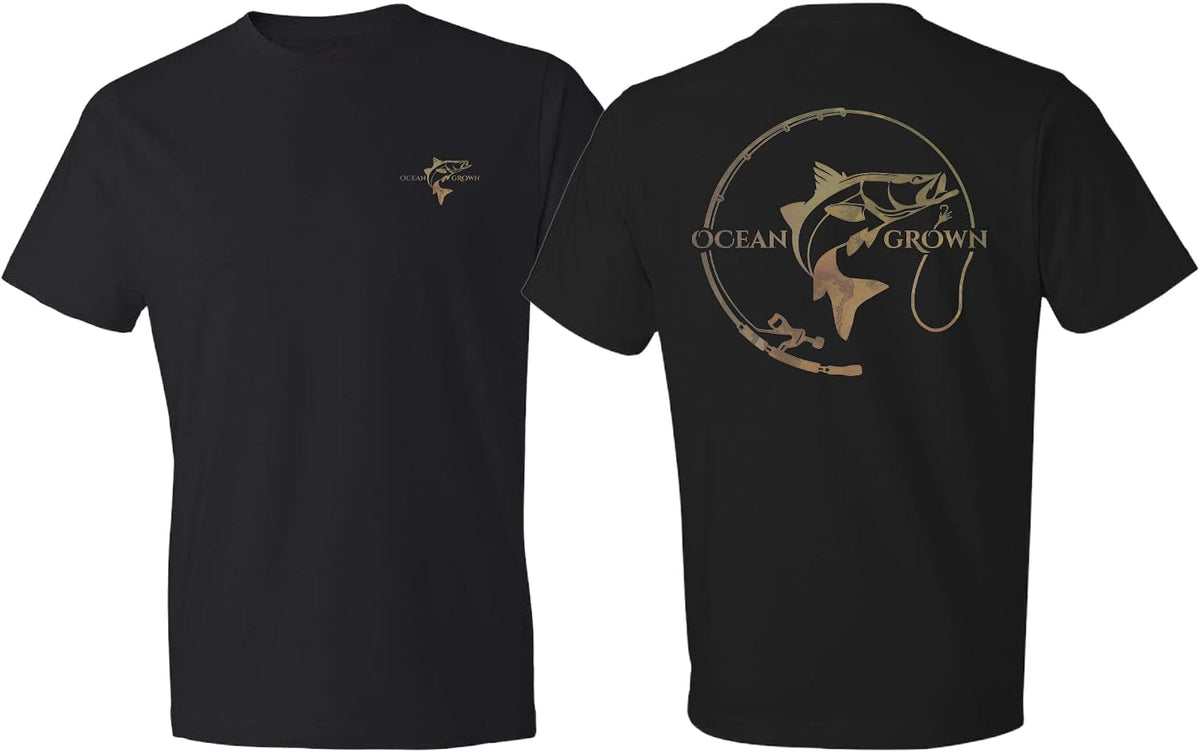 Ocean Grown Snook Hook Fishing T-Shirt Men's - Black