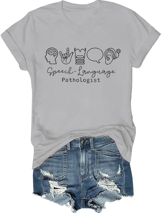 Speech Therapy Shirt Speech Therapist t-Shirt Language Pathologist T-Shirt SLP Tee - Grey