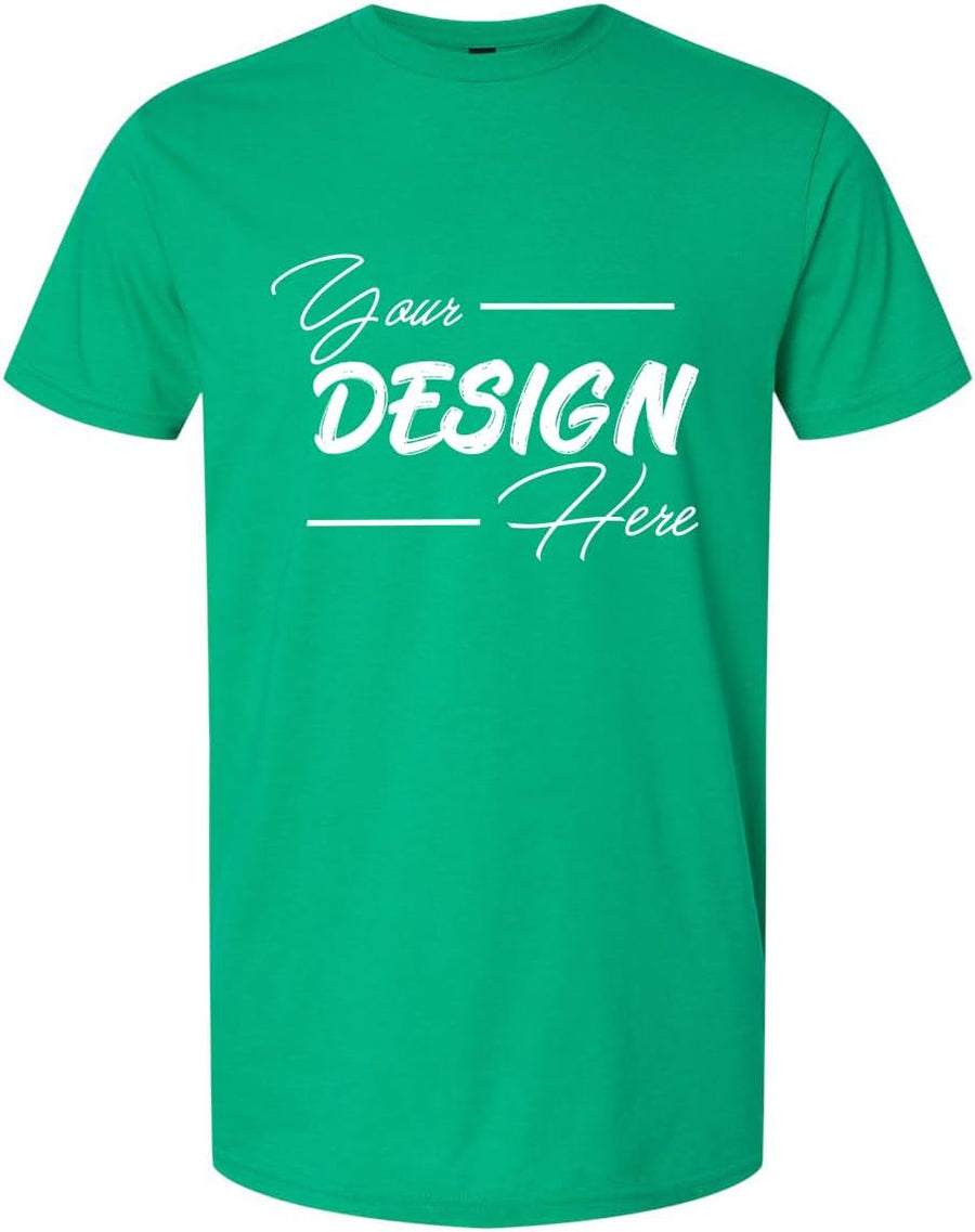 INK STITCH Unisex 67000 Design Custom Printing Add Your Own Design CVC Softstyle T-Shirts - Kelly Green