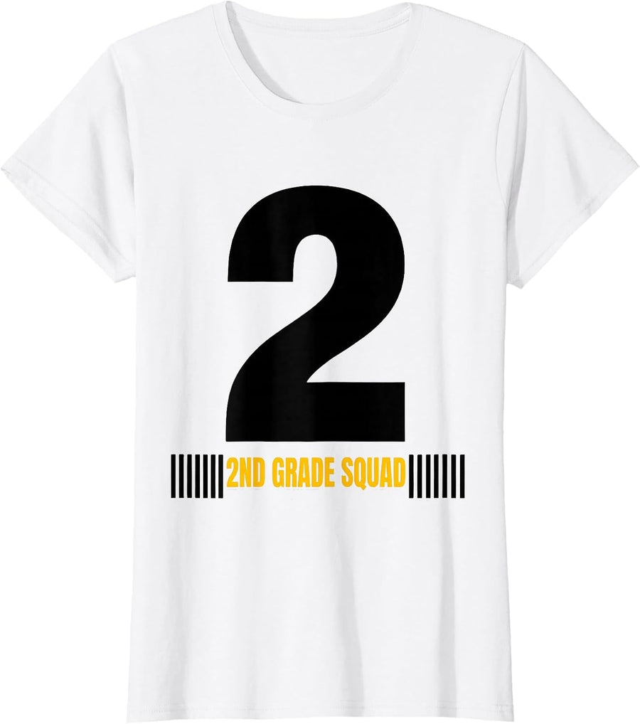Women's 2nd Grade Squad Playful Youth Back To School Teacher Student T-Shirt - White