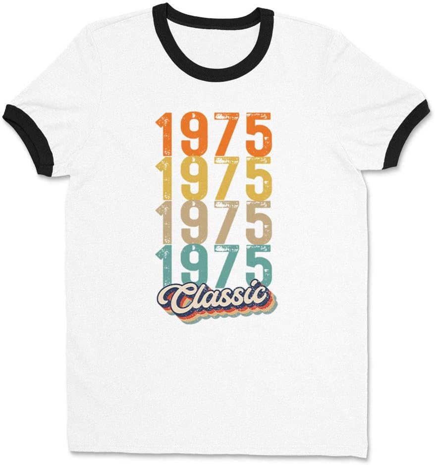 Classic 1975 Ringer Tee Shirt Unisex - White\/Black
