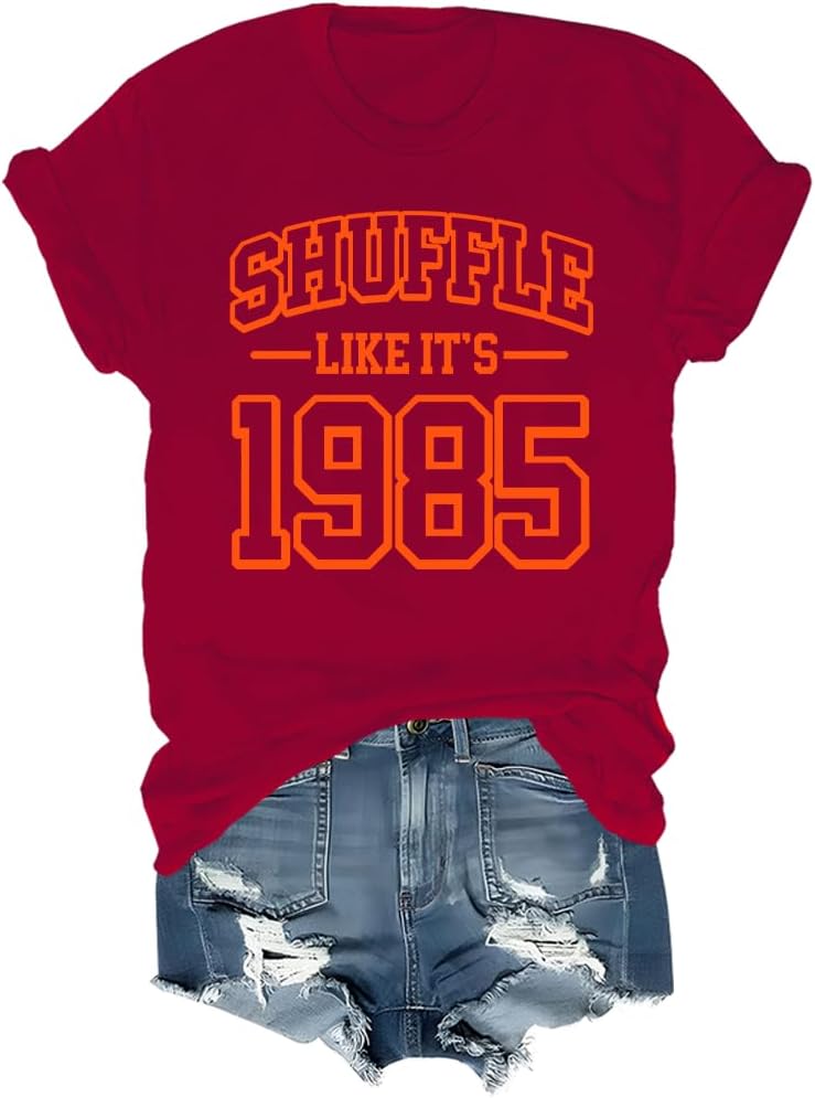Shuffle Like Its 1985 Shirt, Shuffle Like Its 1985 T-Shirt - Crew Neck Claret-rn