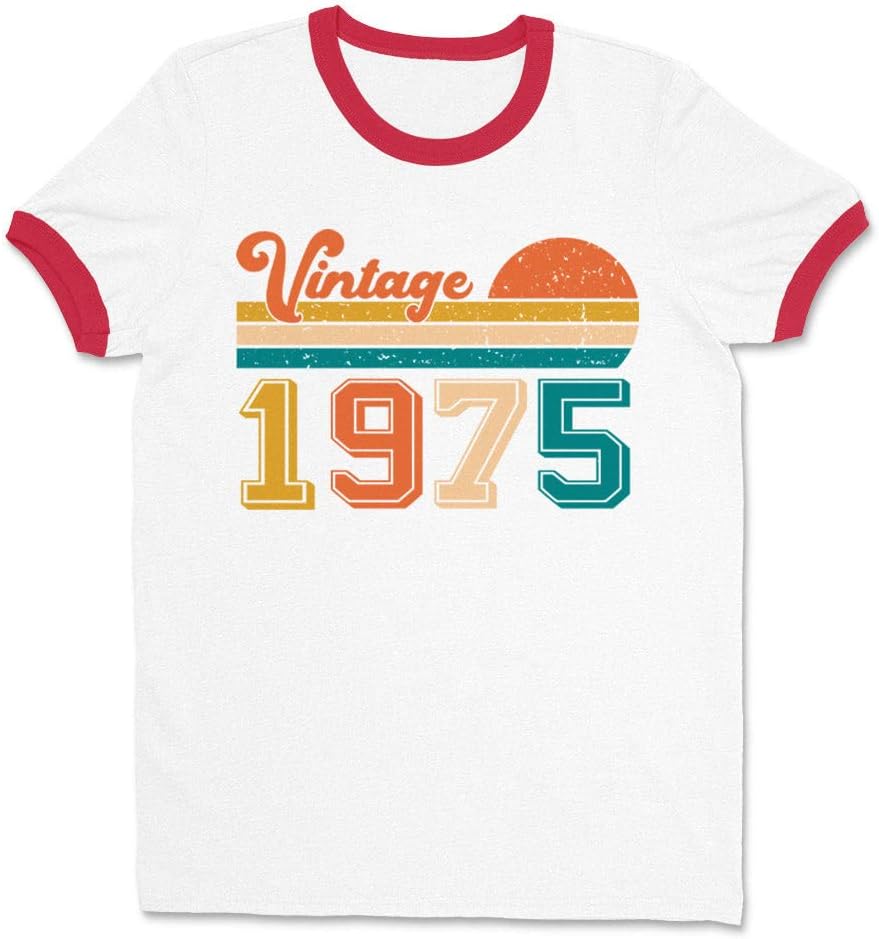 Vintage 1975 Ringer Tee Shirt Unisex - White\/Red