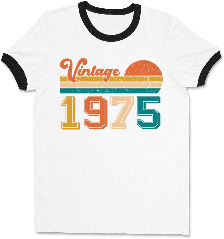 Vintage 1975 Ringer Tee Shirt Unisex - White\/Black