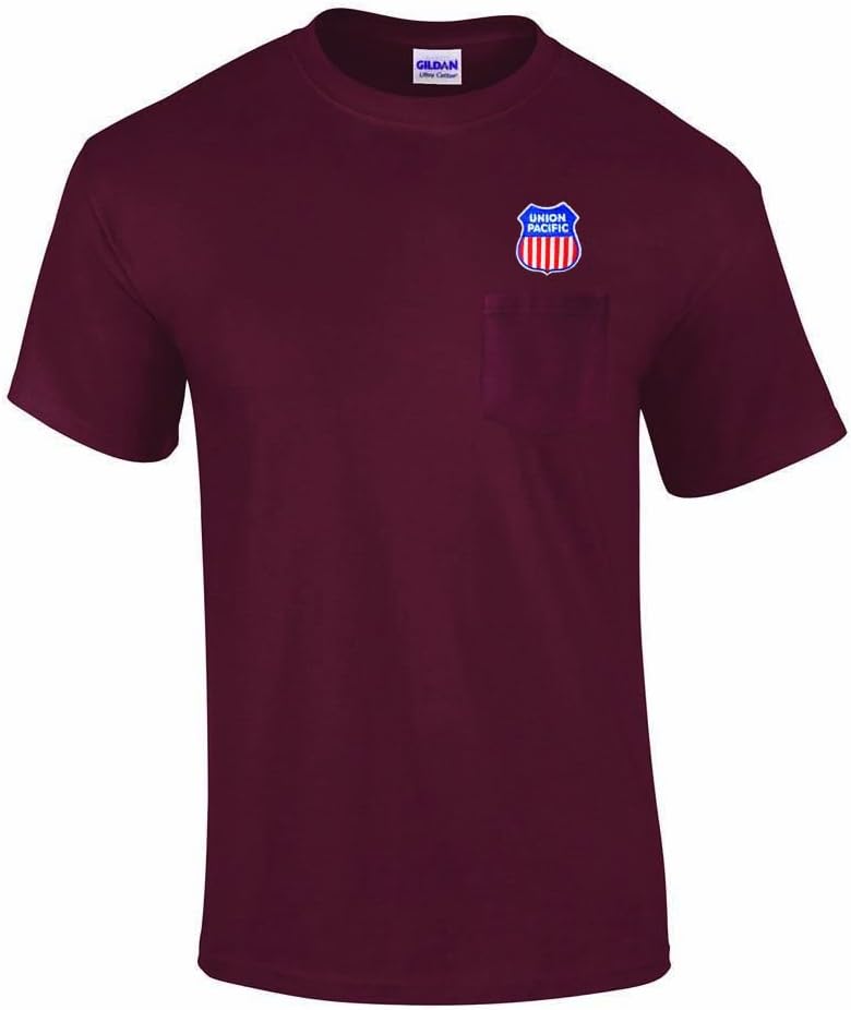 Daylight Sales Union Pacific Railroad Embroidered Pocket Tee [p47] - Maroon