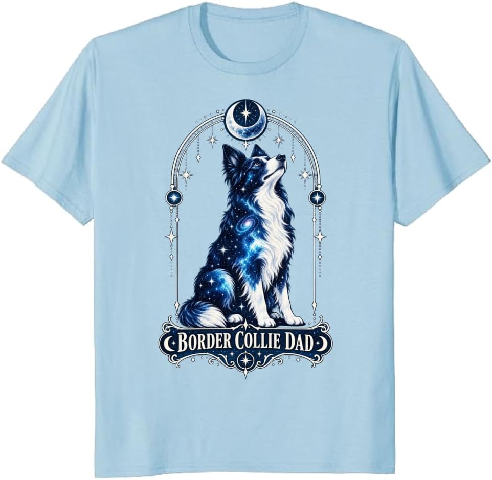 Border Collie Dad T-Shirt Sumi-E Treat Jar Chibi Graphic Tee - S5