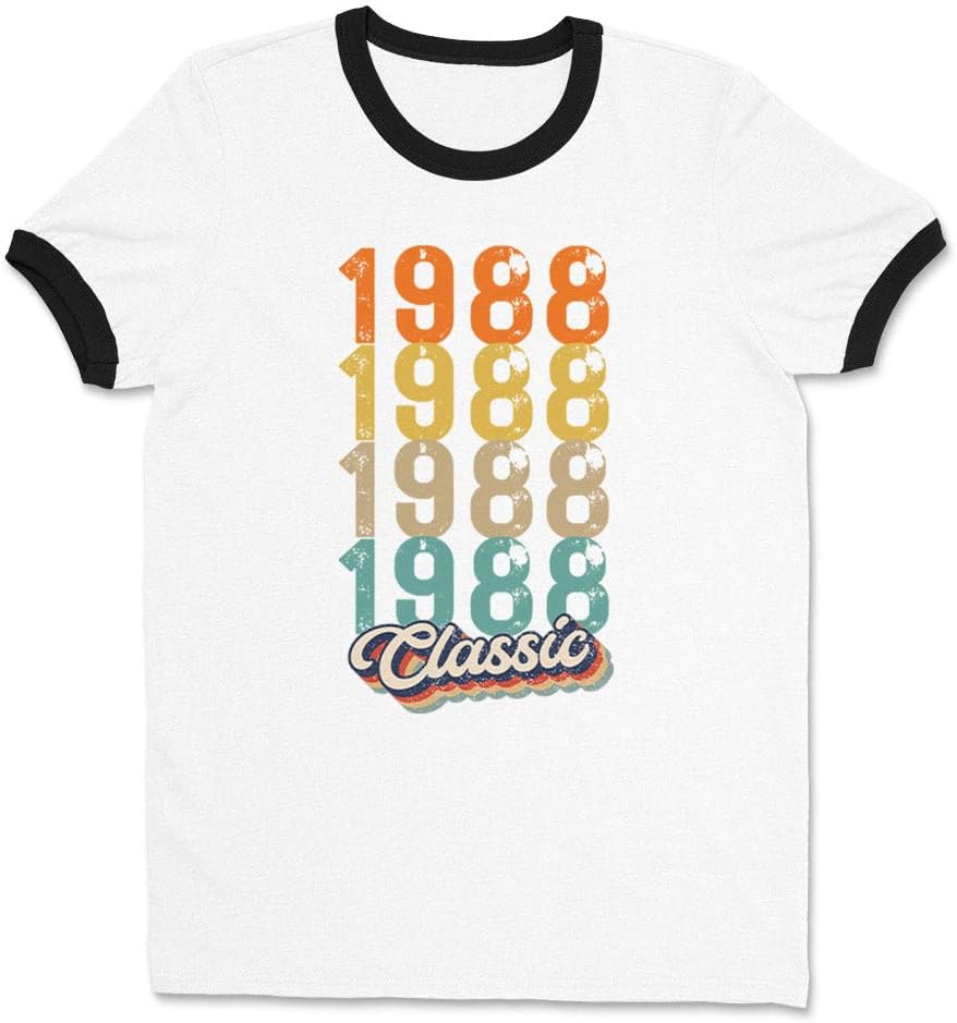 Classic 1988 Ringer Tee Shirt Unisex - White\/Black