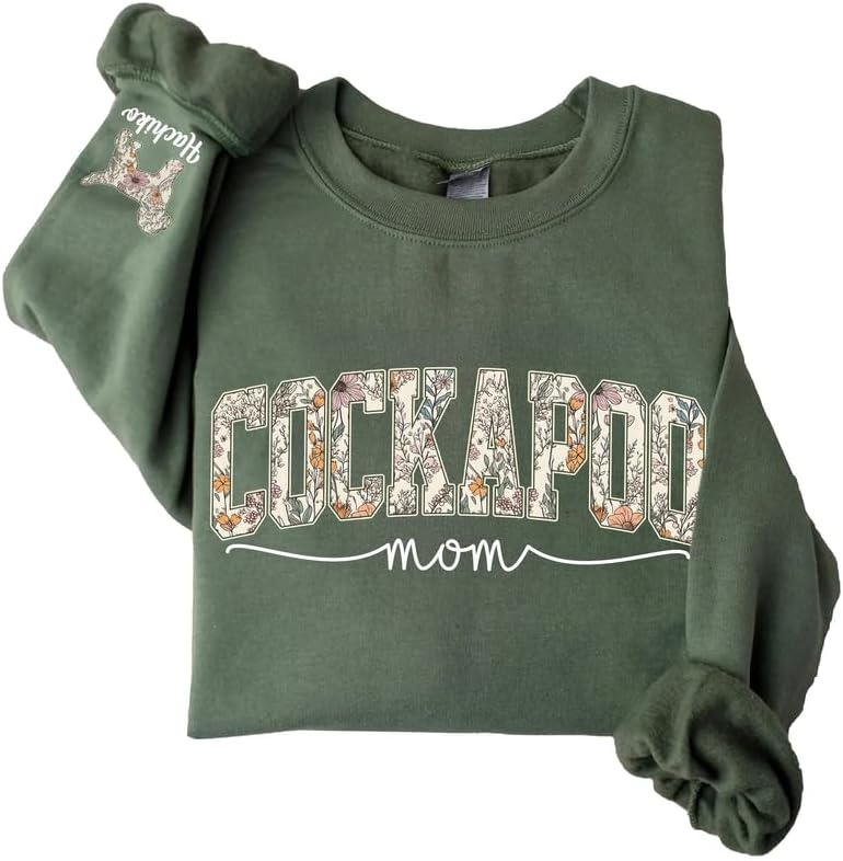 Personalized Dog Mom Sweatshirt, Dog Lover Crewneck, Gift Idea for Pet Owner, Cozy Outfit for Women, Mom Gift - Cockapoo