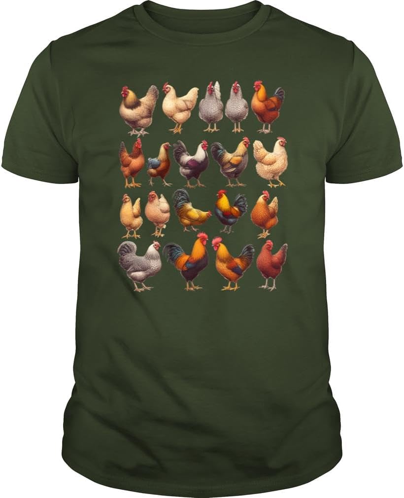 Vintage Chicken Lover Farmer Farm Unisex T-Shirt - Forest