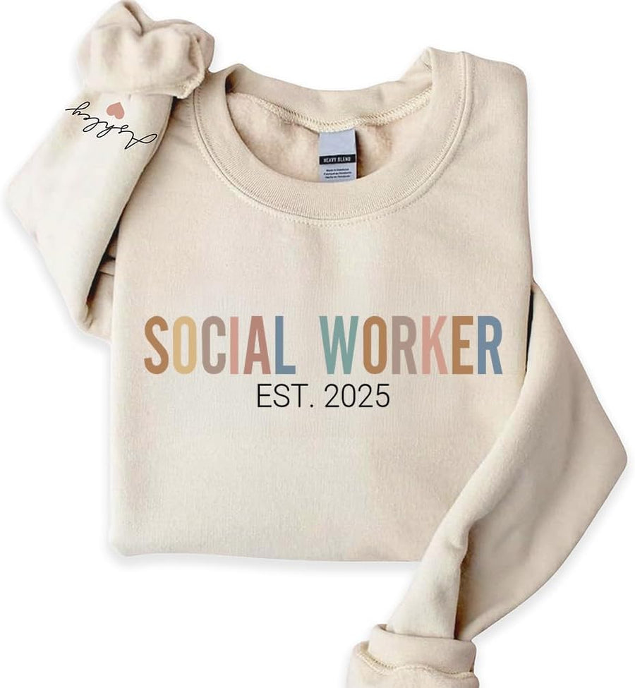 Personalized Social Worker Sweatshirt, Social Work Appreciation Gift, Gift for Social Services Professional - Social Worker