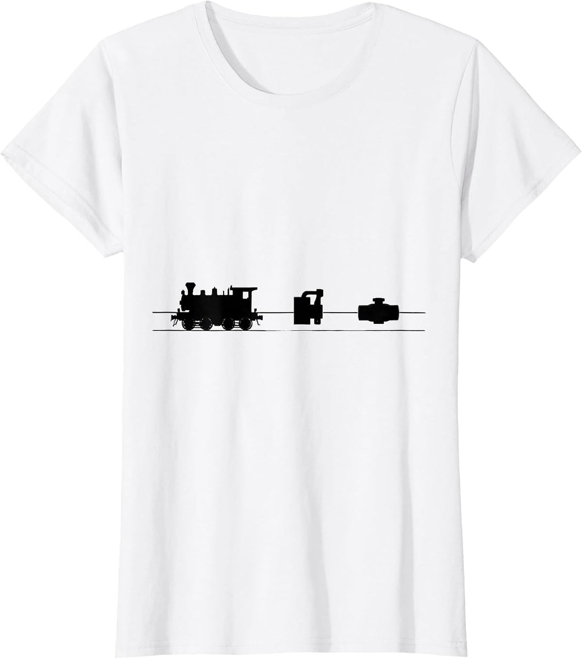Locomotive Truck And Coupler Assembly Minimalist Train T-Shirt - White