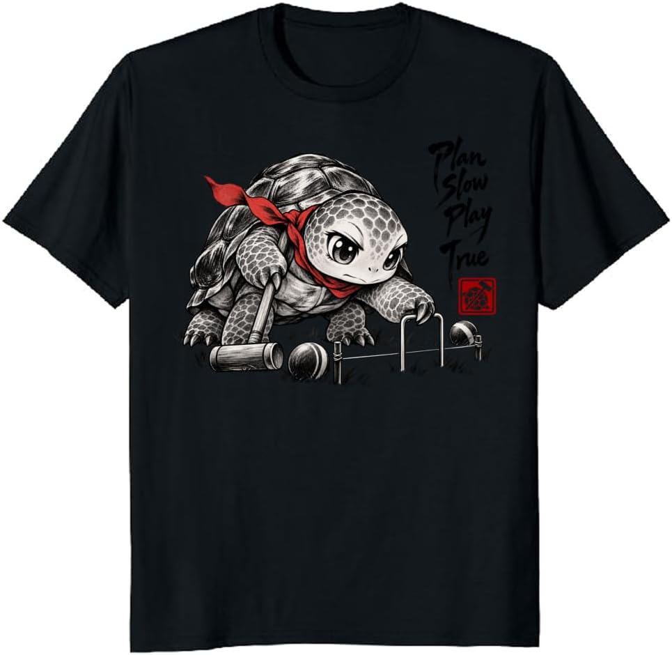 Sumi-E Tortoise Wicket Graphic Tee Croquet Pet Lover T-Shirt - S4