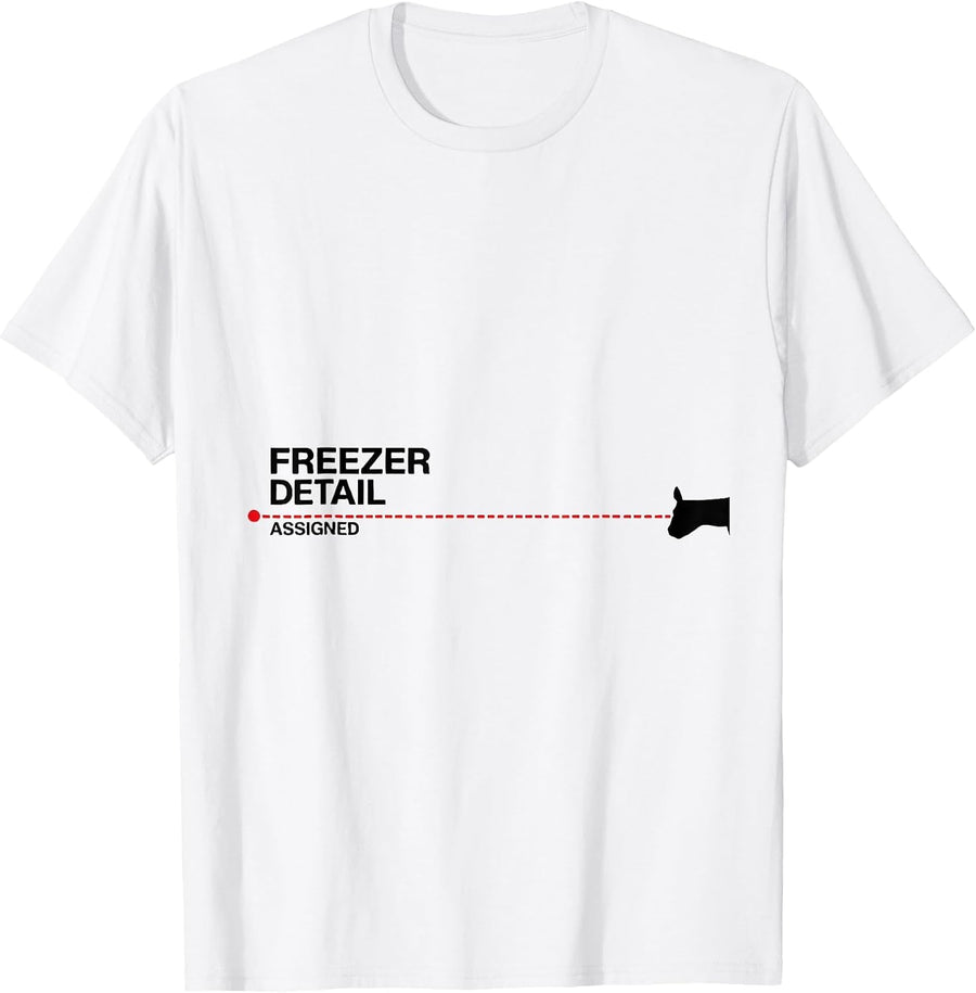 Men's Freezer Detail Assigned Funny Deer Hunting Hunter Dad Gift T-Shirt - White