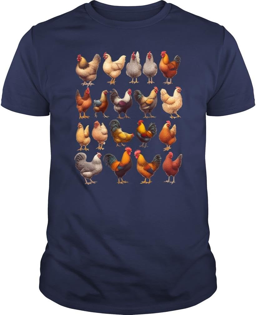 Vintage Chicken Lover Farmer Farm Unisex T-Shirt - Navy Blue