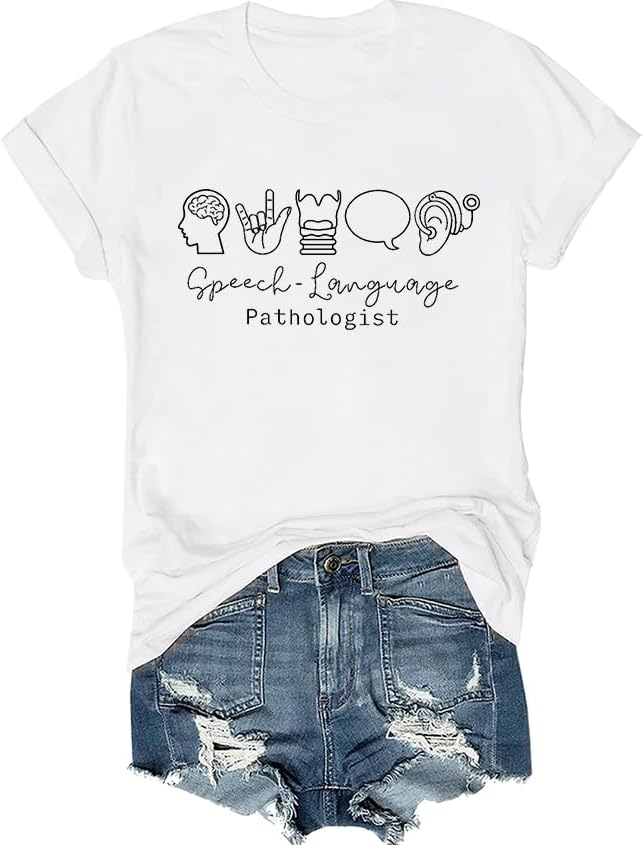 Speech Therapy Shirt Speech Therapist t-Shirt Language Pathologist T-Shirt SLP Tee - White