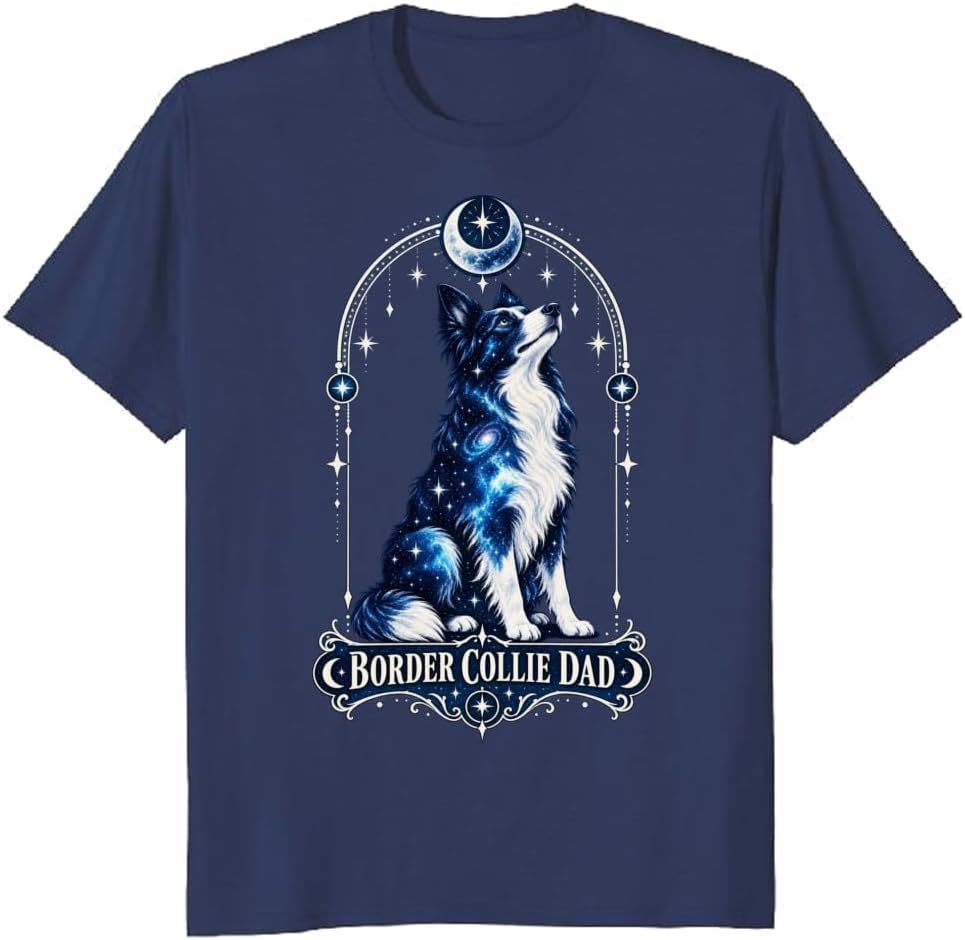 Border Collie Dad T-Shirt Sumi-E Treat Jar Chibi Graphic Tee - S6