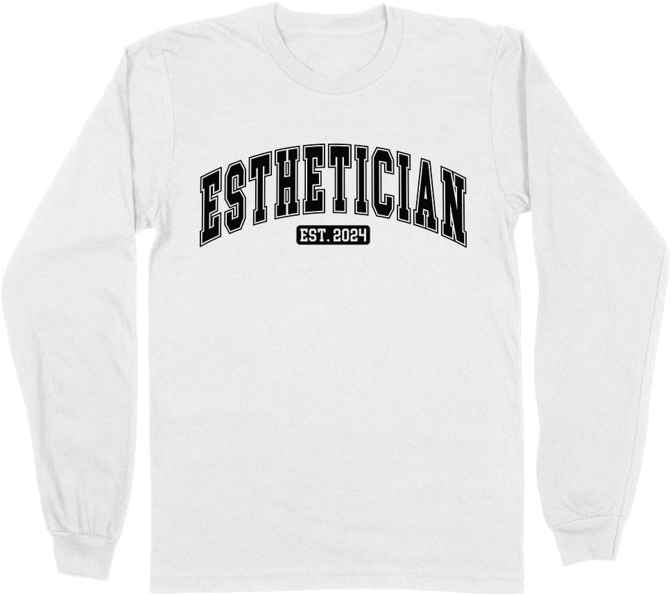 2024 Esthetician Long Sleeve Shirt Unisex - White
