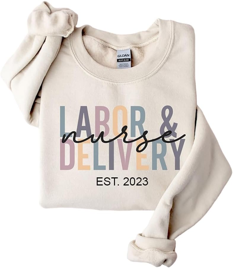 NAZENTI Custom Labor And Delivery Nurse Sweatshirt, Personalized Gift For Nurse, Mother Baby, Ld Nurse Sweatshirt, Baby