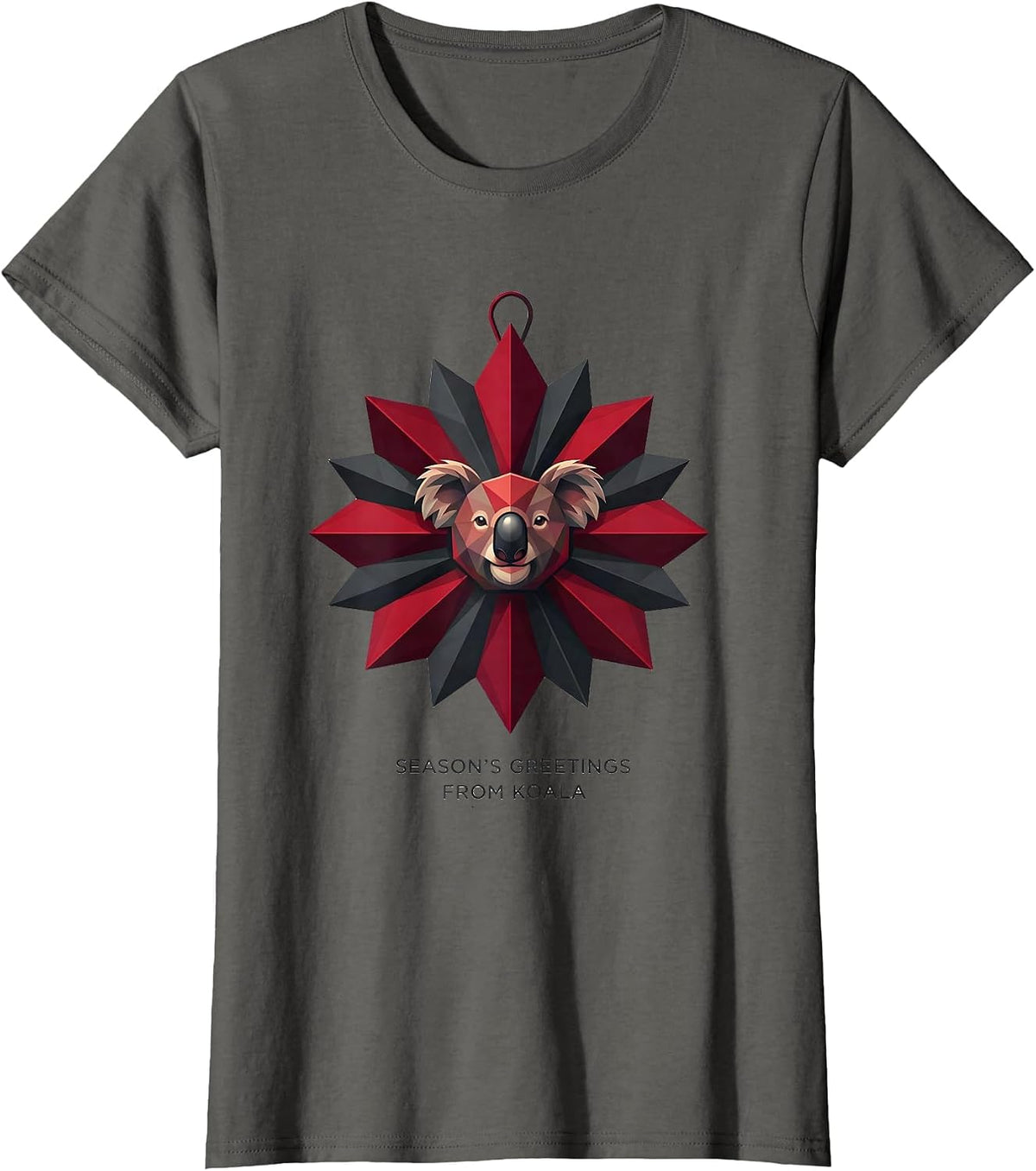 Women's Season's Greetings From Koala Funny Koala Lover Christmas T-Shirt - Asphalt Grey