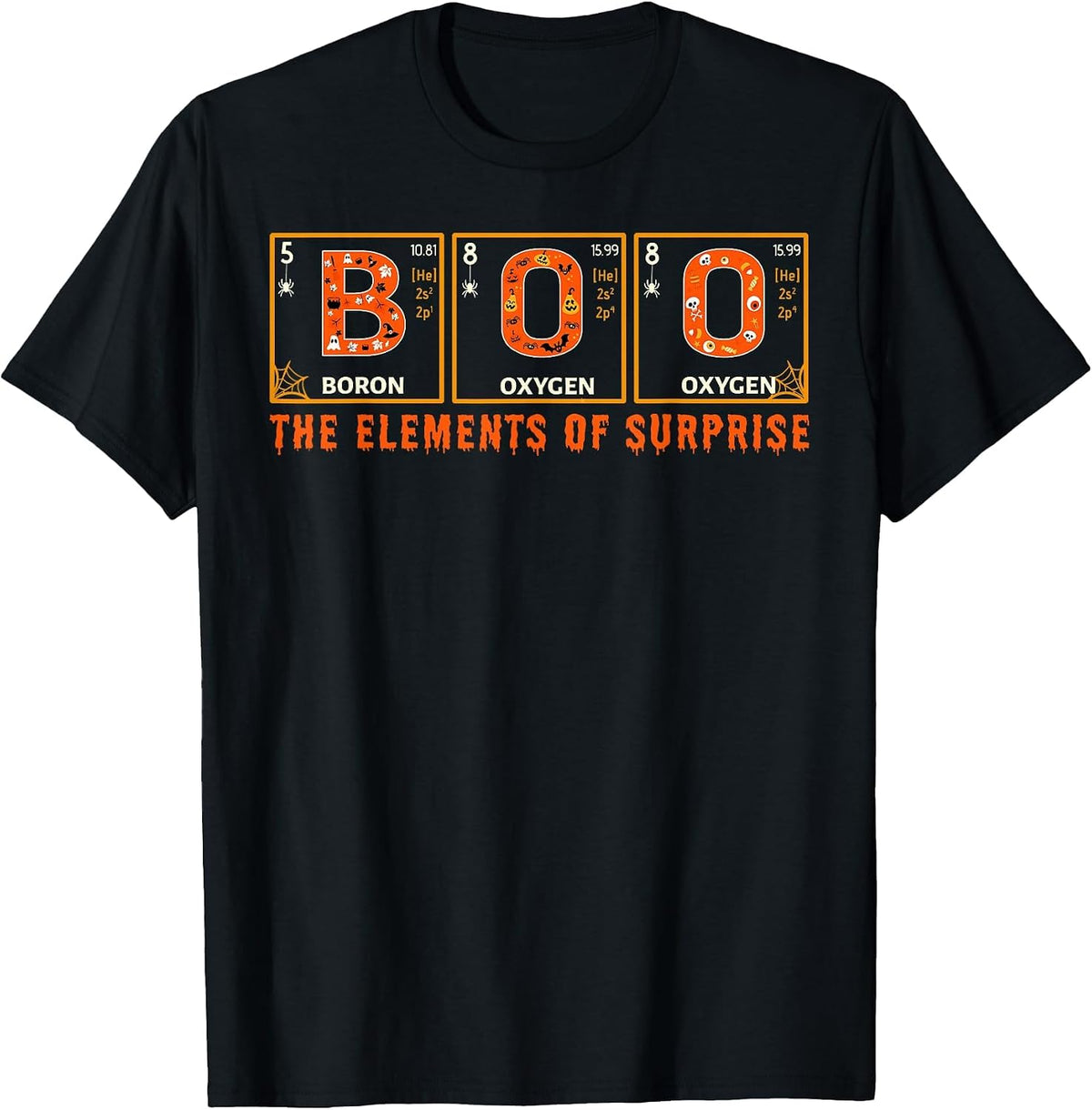Halloween Boo Primary Elements of Surprise Science T-Shirt - Black