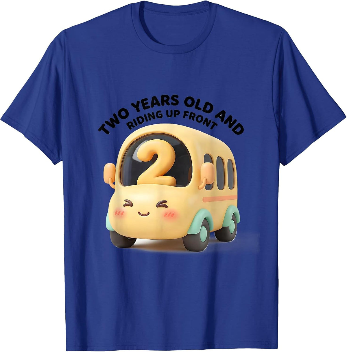 Two Years Old And Riding Up Front Cute Kawaii Toddler T-Shirt - Royal Blue