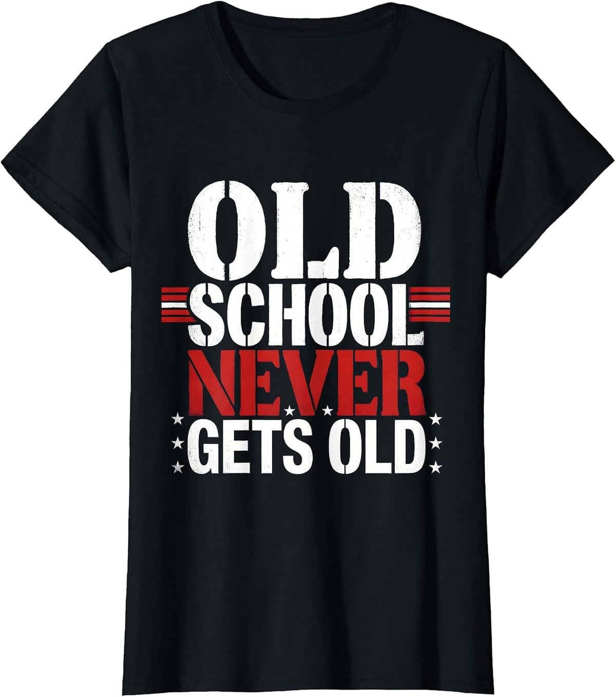 Old School Never Gets Old Retro Vintage Design T-Shirt - Black