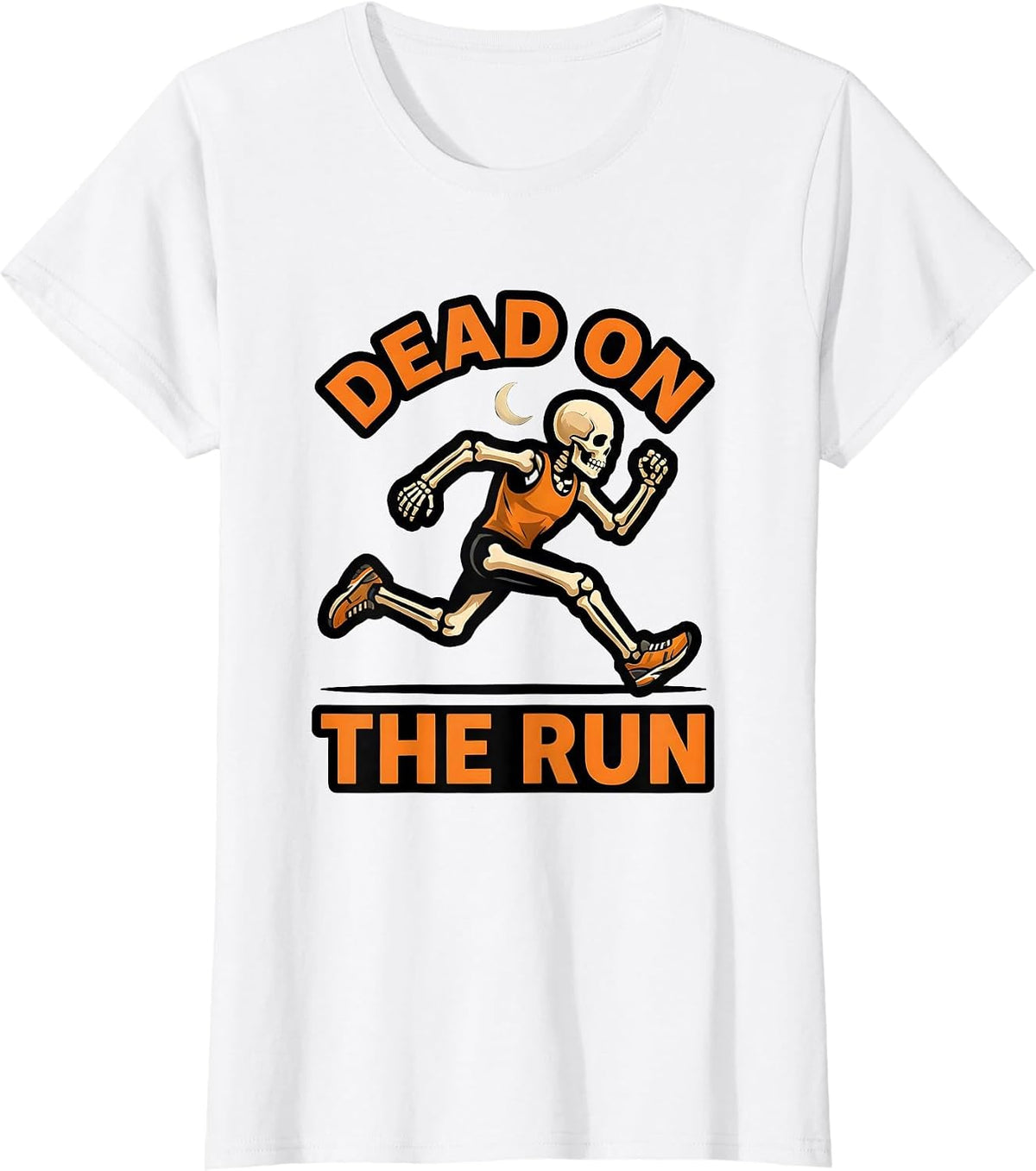 Dead On The Run Funny Skeleton Runner Halloween Race T-Shirt - White