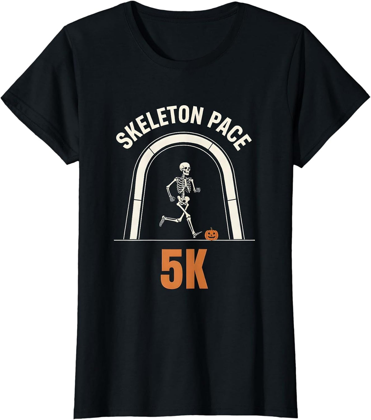 Skeleton Pace 5K Funny Halloween Running Race Matching T-Shirt - Black