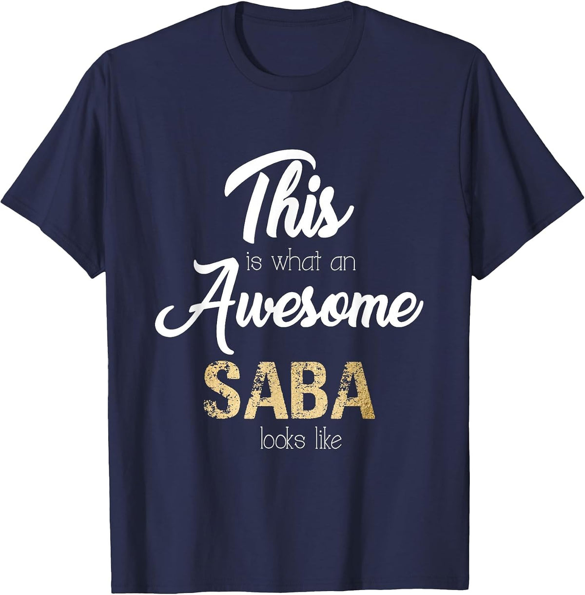 Awesome Saba Hebrew Jewish Grandpa T-Shirt - Navy Blue