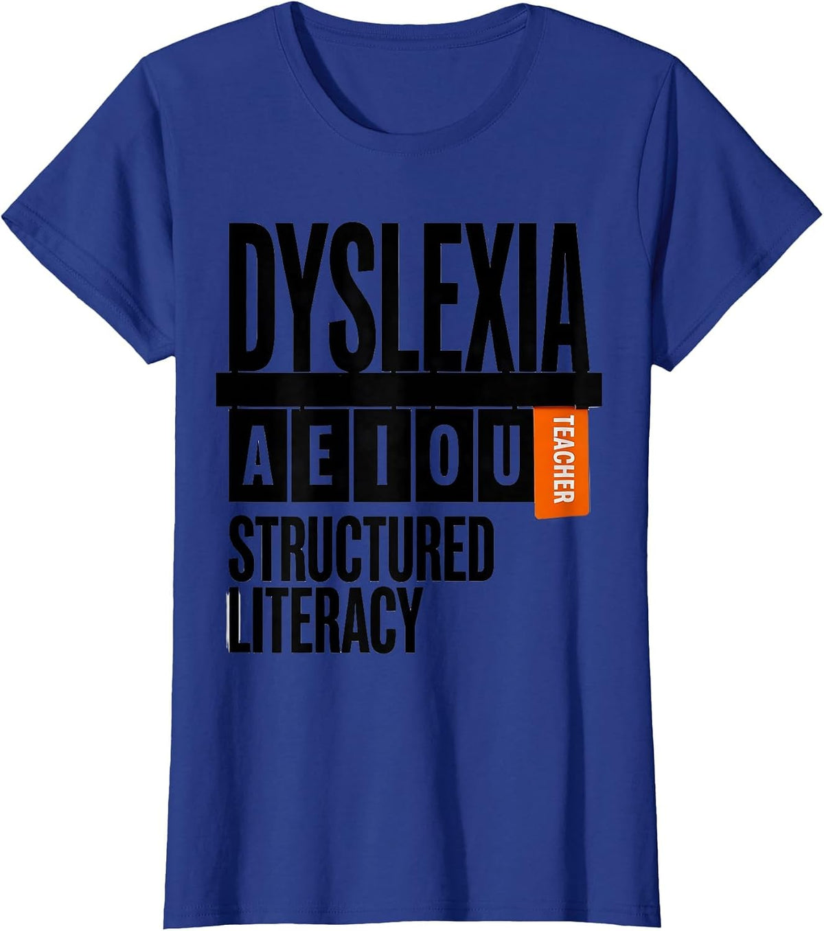 Women's Dyslexia Structured Literacy Teacher Brutalist Graphic T-Shirt - Royal Blue