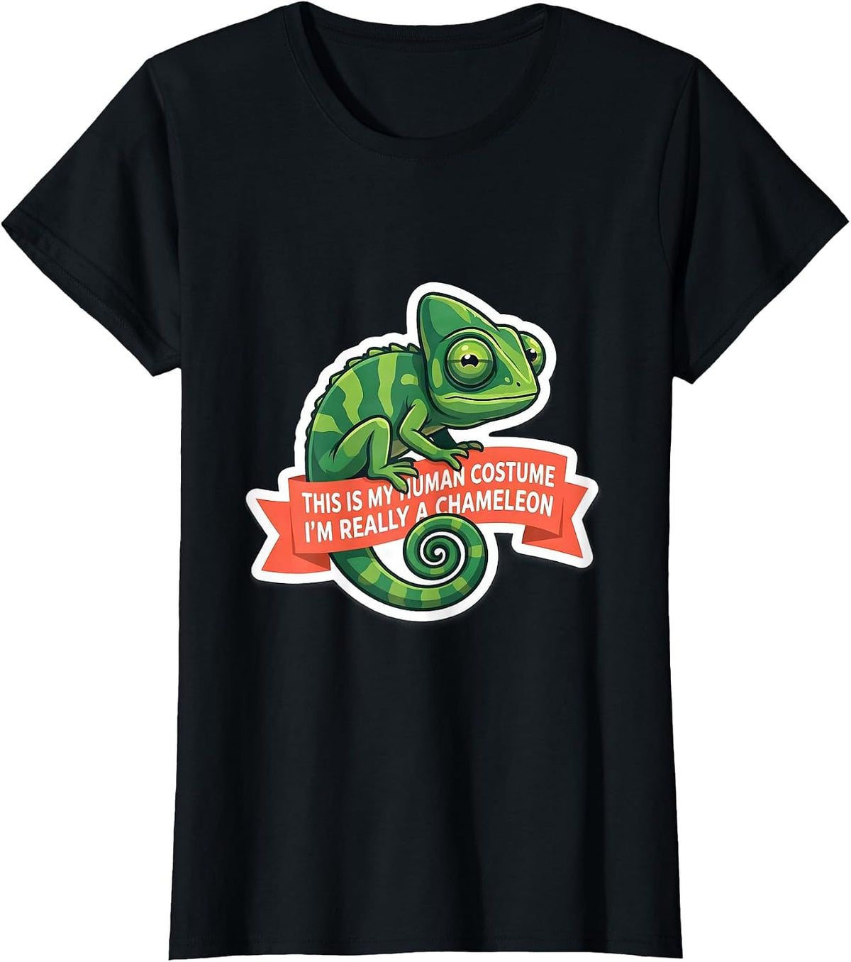 This Is My Human Costume I'm Really A Chameleon Halloween T-Shirt - Black