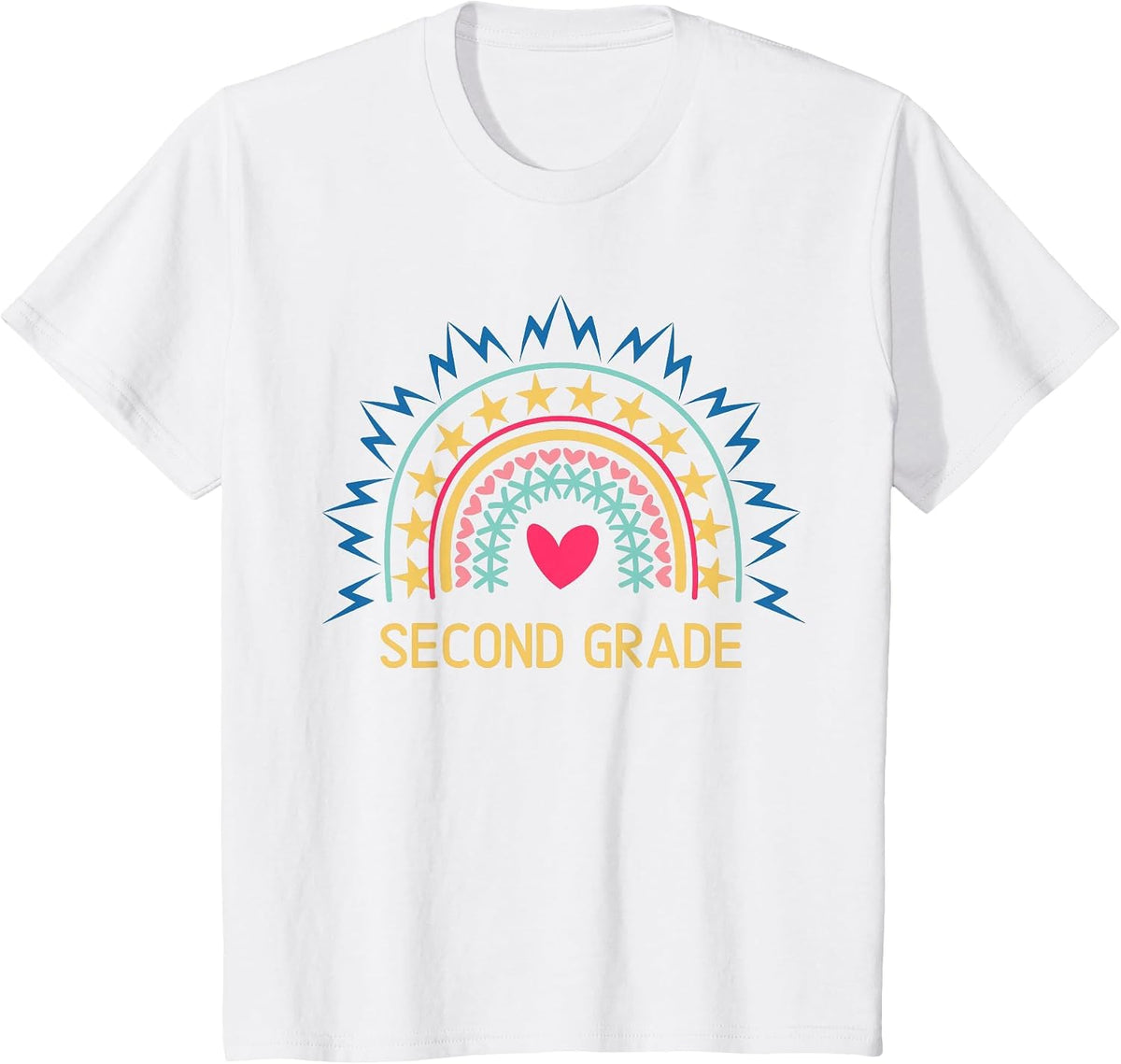2nd Grade Teacher Rainbow Design Second Grade T-Shirt - White