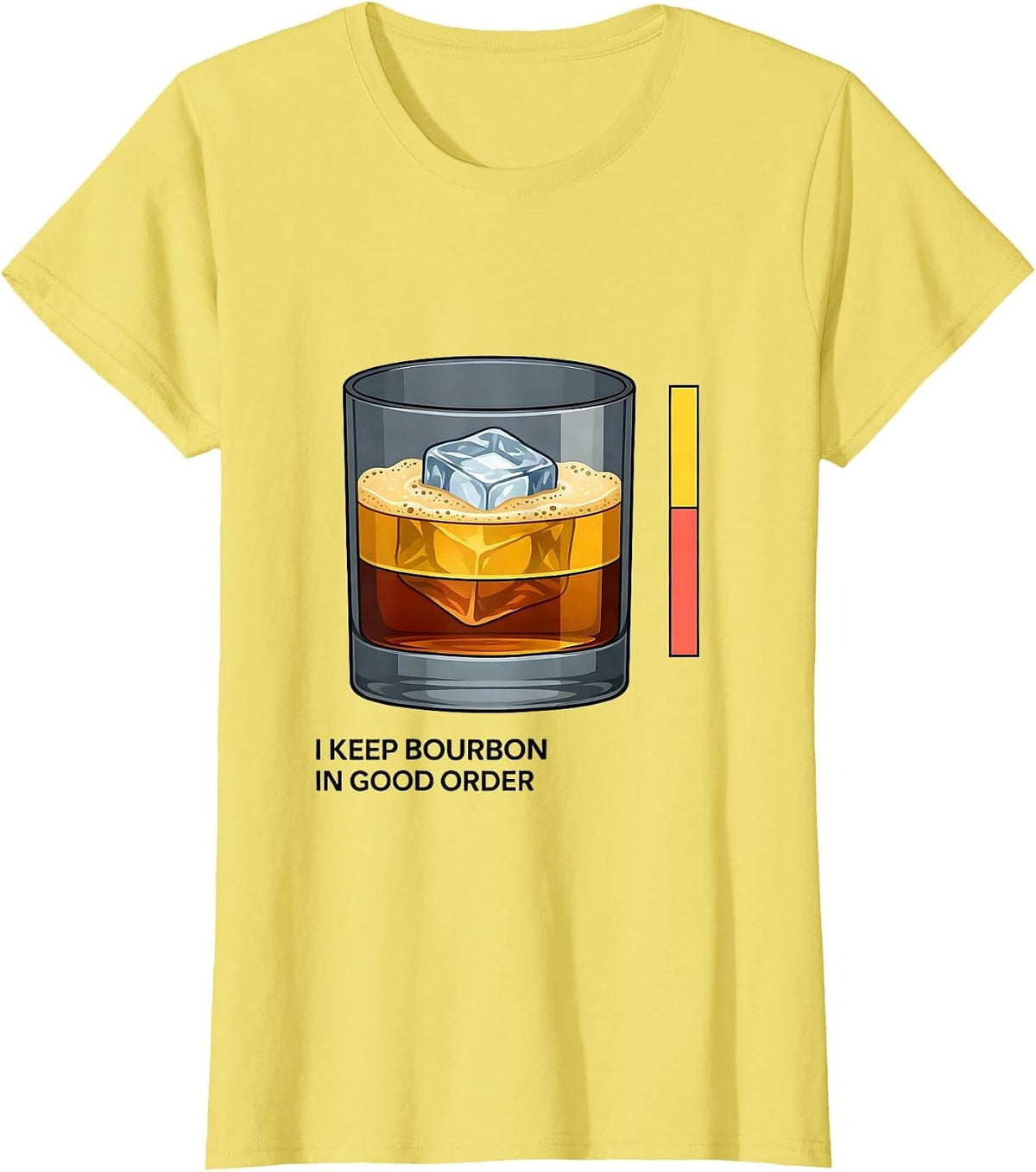 I Keep Bourbon In Good Order Funny Bourbon Lover Drinking T-Shirt - Lemon Yellow
