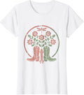 Women's Worn Boots and Fence Post 90s Country Graphic T-Shirt - White