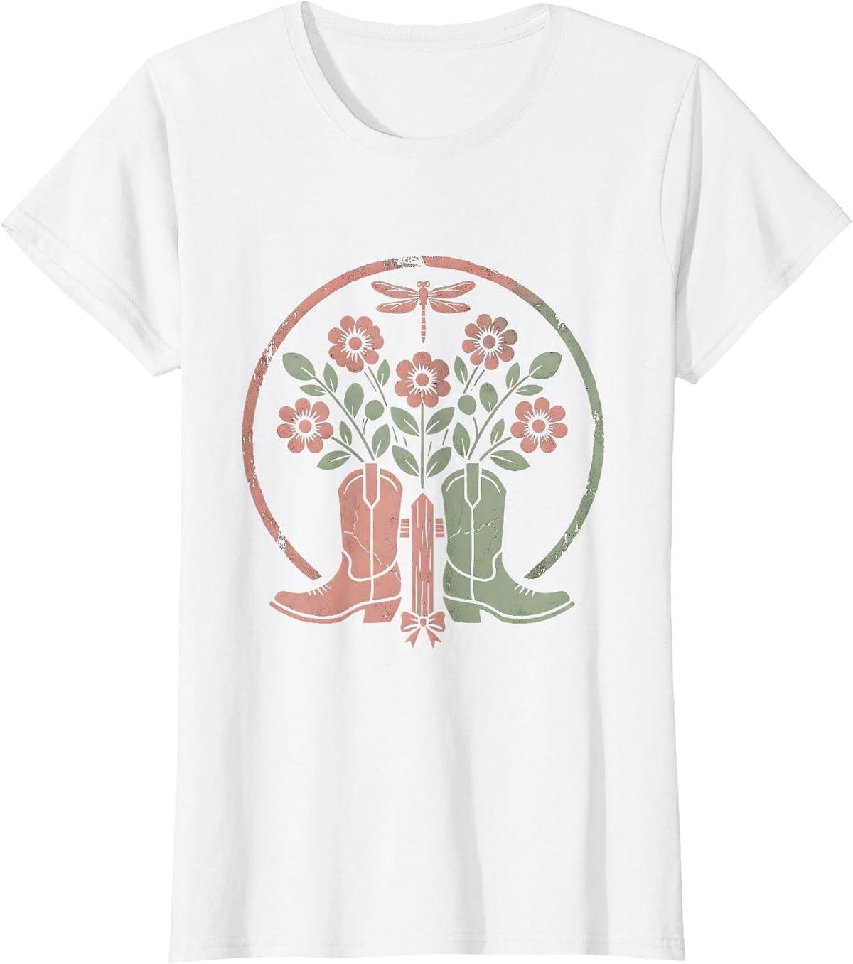 Women's Worn Boots and Fence Post 90s Country Graphic T-Shirt - White