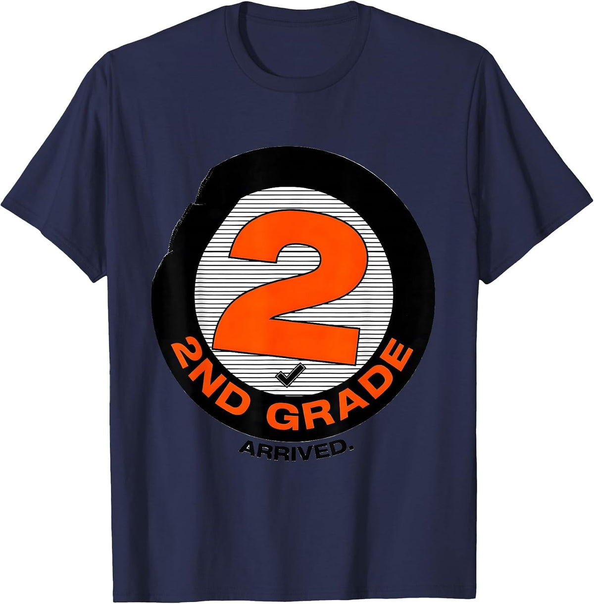 2nd Grade Arrived New Wave Typography Back To School Teacher T-Shirt - Navy Blue