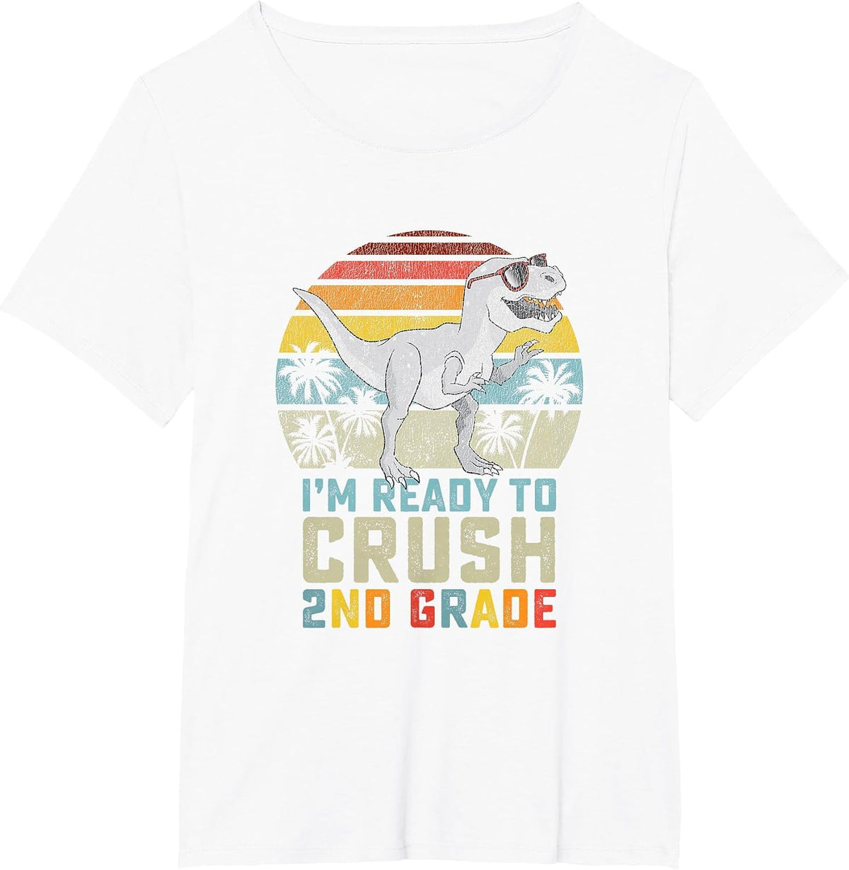 Ready to Crush Second 2nd Grade Dinosaur Back to School Boys T-Shirt - White