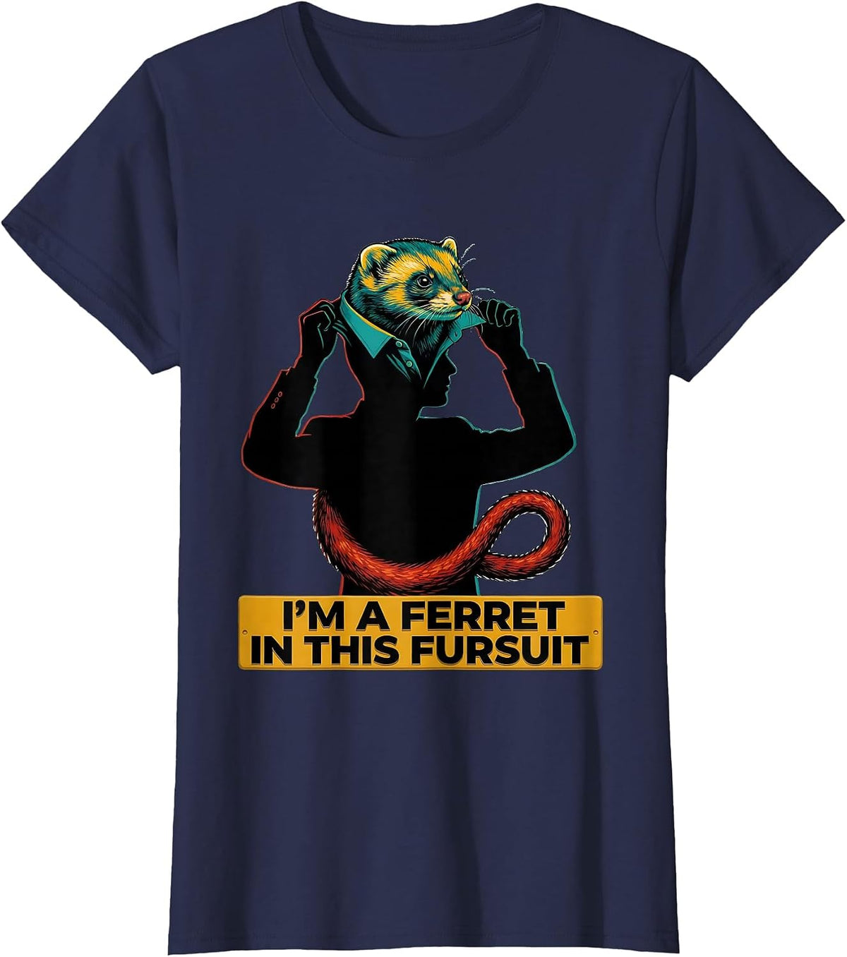 Women's I'm A Ferret In This Fursuit Funny Furry Fandom Fursona T-Shirt - Navy Blue
