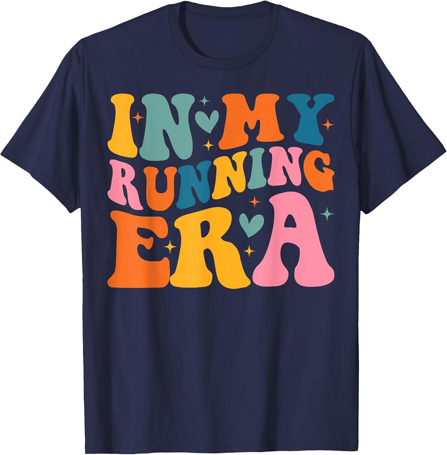 Groovy in My Running Era Runner T-Shirt - Navy Blue