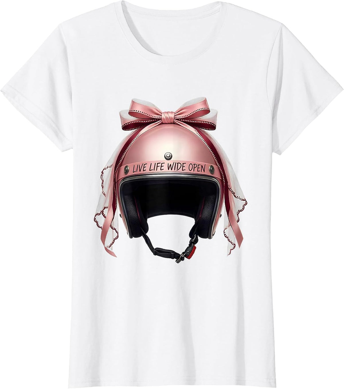 Live Life Wide Open Motorcycle Rider Design T-Shirt - White