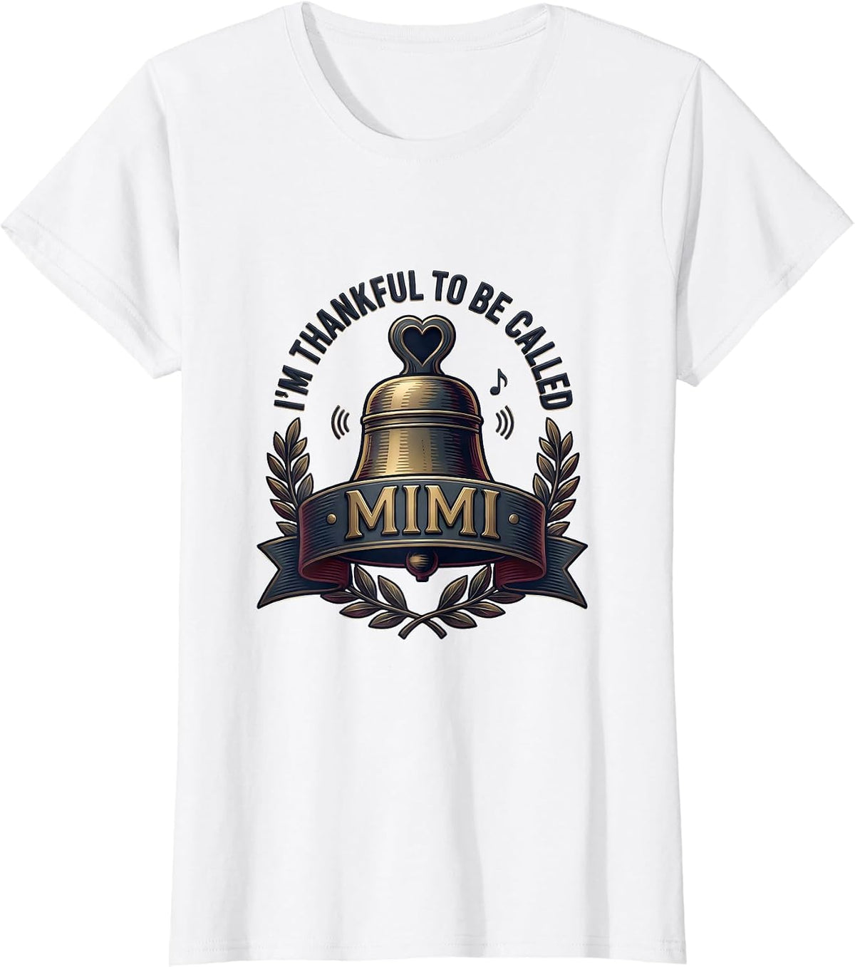 I’m Thankful To Be Called Mimi Grandma Heart Emblem Family T-Shirt - White