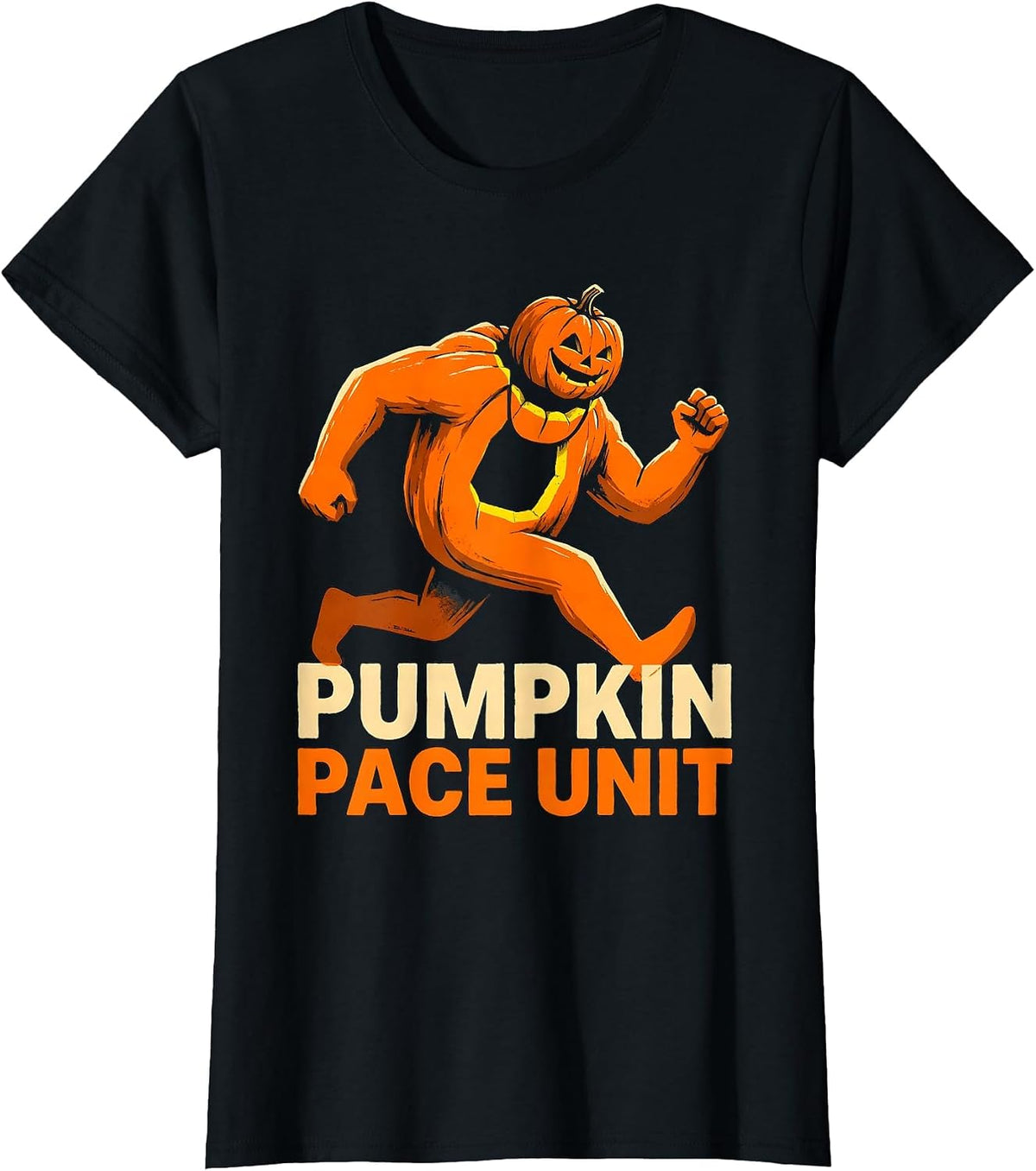 Pumpkin Pace Unit Funny Runner Halloween Costume Marathon T-Shirt - Black