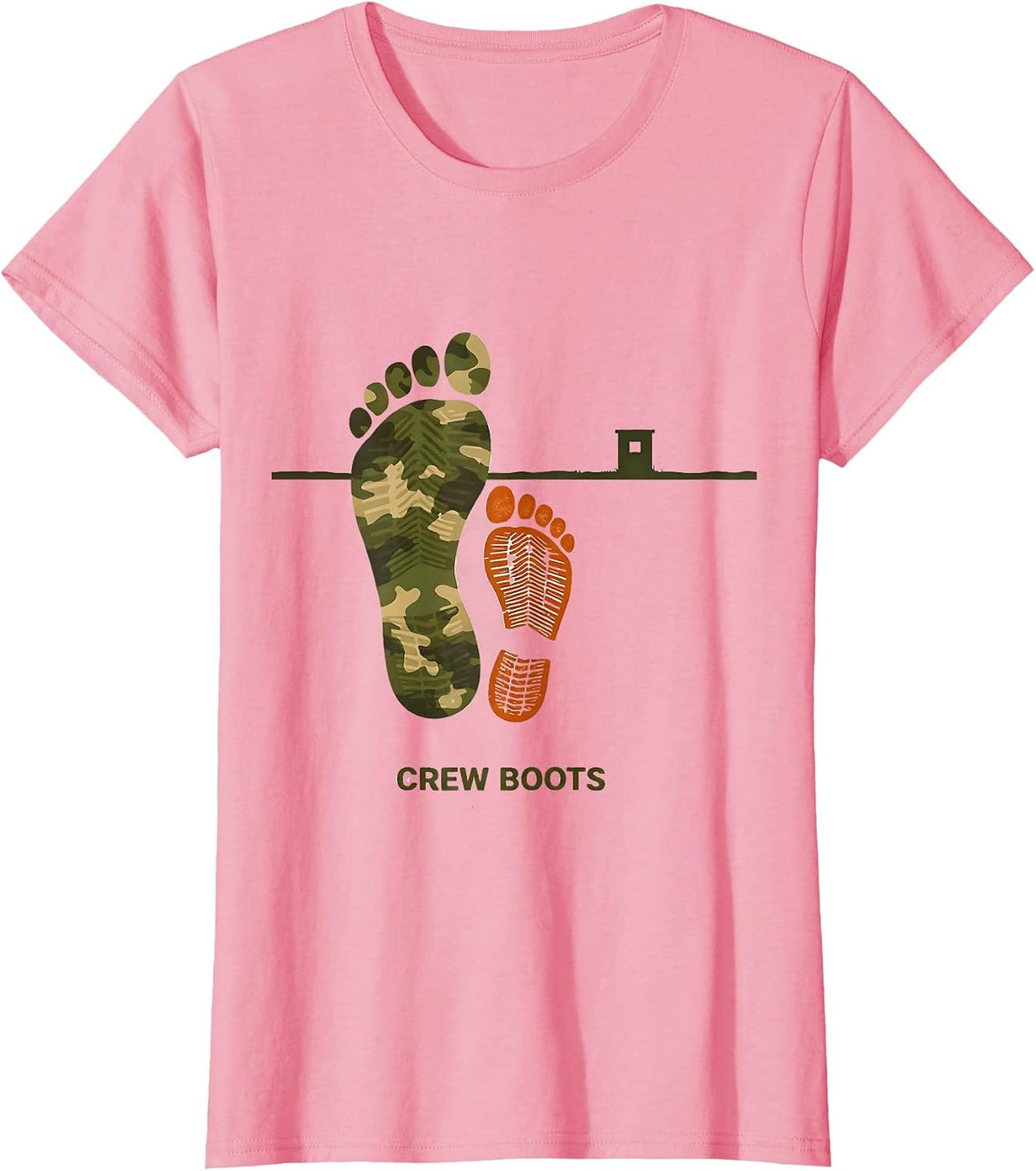 Women's Crew Boots Camo Deer Hunting Youth Funny Hunting Family T-Shirt - Pink