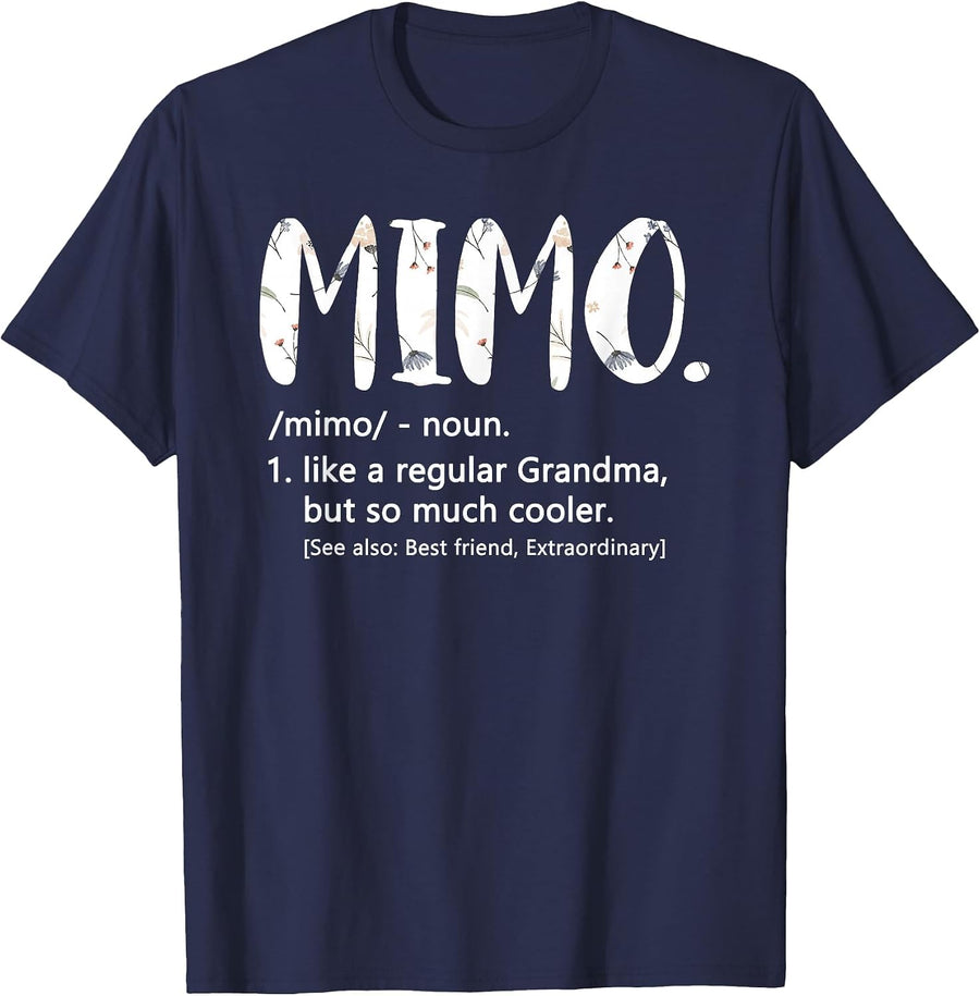 Mimo Shirts for Women Mothers Day idea Cute Grandma Mimo T-Shirt - Navy Blue