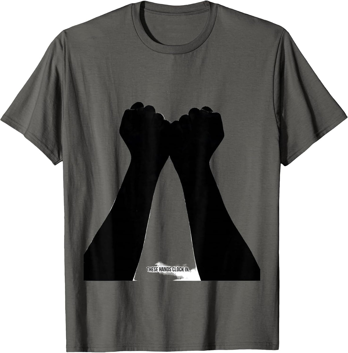 These Hands Clock In Funny ASL Teacher Deaf Awareness T-Shirt - Asphalt Grey