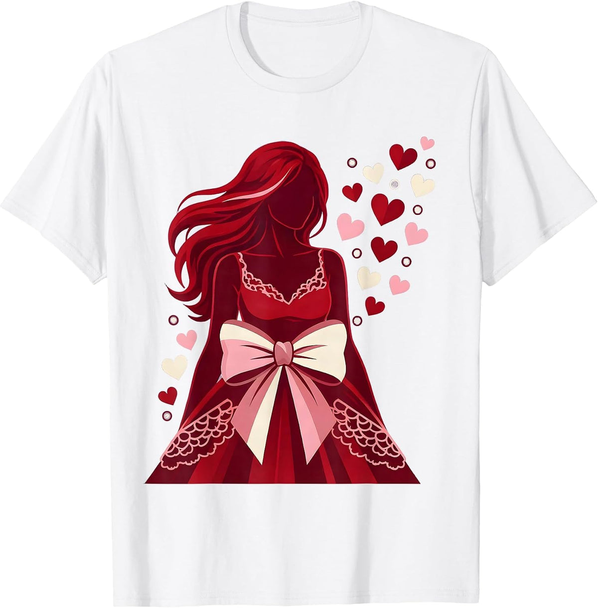 Men's Mimi Love Hearts Silhouette Graphic Design T-Shirt - White